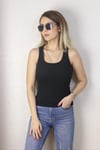  Kadın Premium Doku Siyah Fitilli U Yaka Fitilli Pamuklu Atlet