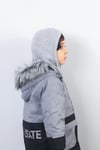 Çocuk İpli Gri Balaclava Triko Bere / Başlık