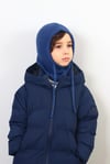 Çocuk İpli İndigo Balaclava Triko Bere / Başlık