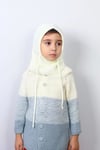 Çocuk İpli Krem Balaclava Triko Bere / Başlık