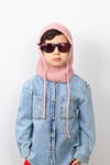 Çocuk İpli Pembe Balaclava Triko Bere / Başlık