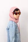 Çocuk İpli Pembe Balaclava Triko Bere / Başlık
