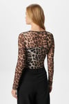 Kadın Alina Korse Görünümlü Leopar Tül Crop Bluz