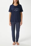 Kadın Always Viskon Bisiklet Yaka Kısa Kol Lacivert Alt Üst Pijama Takımı