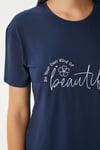 Kadın Beautiful Yumuşak Doku Lacivert Mint Bisiklet Yaka Kısa Kollu Alt Üst Pijama Takımı