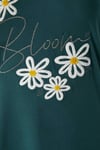 Kadın Bloom Yumuşak Doku Yeşil Çiçek İşlemeli Bisiklet Yaka Kısa Kollu Alt Üst Pijama Takımı