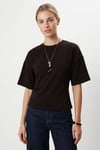 Kadın Carol Modal Belden Oturan Bağcıklı Ayarlanabilir Şık Kahverengi T-shirt