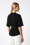 Kadın Carol Modal Belden Oturan Bağcıklı Ayarlanabilir Şık Siyah T-shirt
