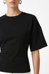 Kadın Carol Modal Belden Oturan Bağcıklı Ayarlanabilir Şık Siyah T-shirt