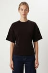 Kadın Carol Modal Belden Oturan Bağcıklı Ayarlanabilir Şık Kahverengi T-shirt