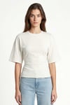 Kadın Carol Modal Belden Oturan Bağcıklı Ayarlanabilir Şık Beyaz T-shirt