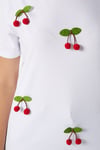 Kadın Chery Beyaz Kiraz Dikişli T-Shirt