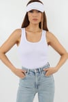 Kadın Cotton Premium Doku Beyaz Pamuklu Basic Fitilli Atlet