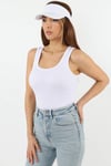Kadın Cotton Premium Doku Beyaz Pamuklu Basic Fitilli Atlet