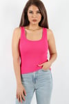 Kadın Cotton Premium Doku Fuşya Pamuklu Basic Fitilli Atlet