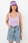 Kadın Cotton Premium Doku Lila Pamuklu Basic Fitilli Atlet