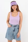Kadın Cotton Premium Doku Lila Pamuklu Basic Fitilli Atlet