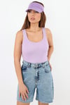 Kadın Cotton Premium Doku Lila Pamuklu Basic Fitilli Atlet