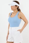 Kadın Cotton Premium Doku Mavi Pamuklu Basic Fitilli Atlet