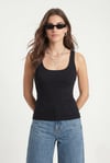 Kadın Cotton Premium Doku Siyah Pamuklu Basic Fitilli Atlet
