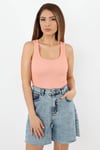 Kadın Cotton Premium Doku Somon Pamuklu Basic Fitilli Atlet