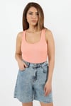 Kadın Cotton Premium Doku Somon Pamuklu Basic Fitilli Atlet
