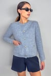 Kadın Cozy Cepli Light Blue Buklet Hırka