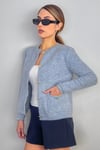 Kadın Cozy Cepli Light Blue Buklet Hırka