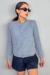 Kadın Cozy Cepli Light Blue Buklet Hırka