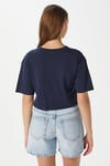 Kadın Cute Kiraz Baskılı Lacivert Crop T-Shirt