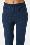 Kadın Darling Yumuşak Doku Lacivert Bisiklet Yaka Kısa Kollu Alt Üst Pijama Takımı