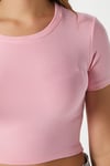 Kadın Deal Lux Touch Yumuşak Doku Crop Pembe Bluz
