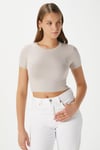Kadın Deal Lux Touch Yumuşak Doku Crop Bej Bluz