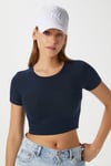 Kadın Deal Lux Touch Yumuşak Doku Crop Lacivert Bluz