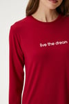Kadın Dream  Ekstra Soft  Bisiklet Yaka Kırmızı Pijama Takımı