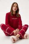 Kadın Dream  Ekstra Soft  Bisiklet Yaka Kırmızı Pijama Takımı