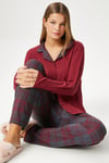Kadın Efsa Ekose Extra Soft Bordo Antrasit Pijama Takım