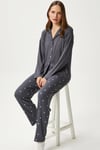 Kadın Efsa Kalp Ekstra Soft Antrasit Pijama Takımı