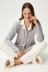 Kadın Efsa Yıldız Ekstra Soft Gri Krem Pijama Takımı