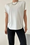 Kadın Ekru %100 Modal Lazerkesim T-Shirt
