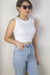 Kadın Ekru Crop Fitilli Atlet