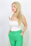 Kadın Ekru Kare Yaka Triko  Crop Atlet / Bluz