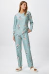 Kadın Ely Premium Bisiklet Yaka Mint Penguen Süet Doku Yılbaşı Pijama Takımı