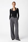 Kadın Emma Dantel Detaylı Uzun Kollu Siyah Basic Top / Bluz