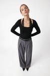 Kadın Emma Dantel Detaylı Uzun Kollu Siyah Basic Top / Bluz