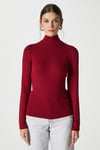 Kadın Feel Lux Touch Dik Yaka Bordo Uzun Kol Soft Bluz
