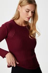 Kadın Fiona Bisiklet Yaka Transparan Bluz Bordo