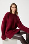 Kadın Fluffy Yumuşacık Bordo Triko Kazak