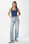 Kadın Glossy %100 Pamuk İndigo Bluz