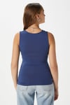 Kadın Glossy %100 Pamuk İndigo Bluz
